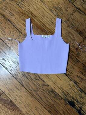 A.L.C. Victoria Lavender Square Neck Cropped Knit Tank Top